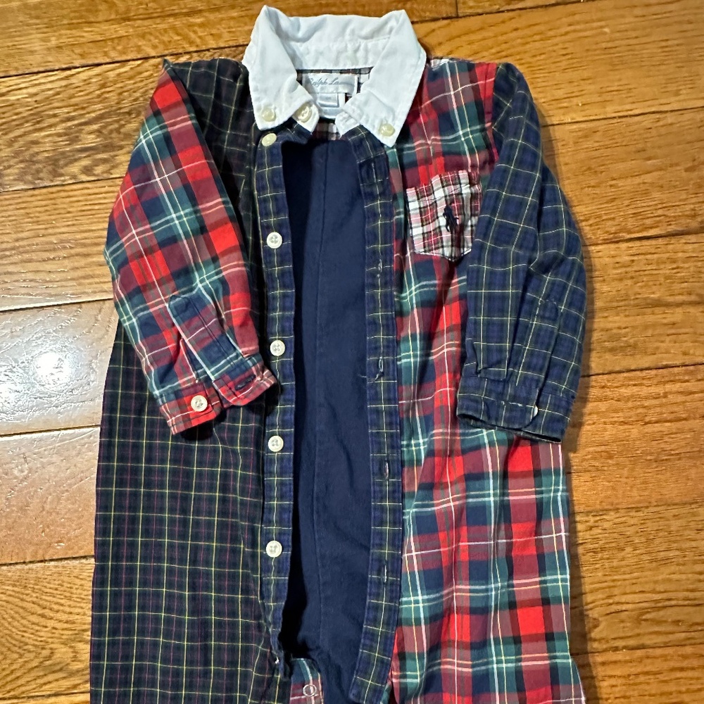 Ralph Lauren Colorblock Plaid Onesie